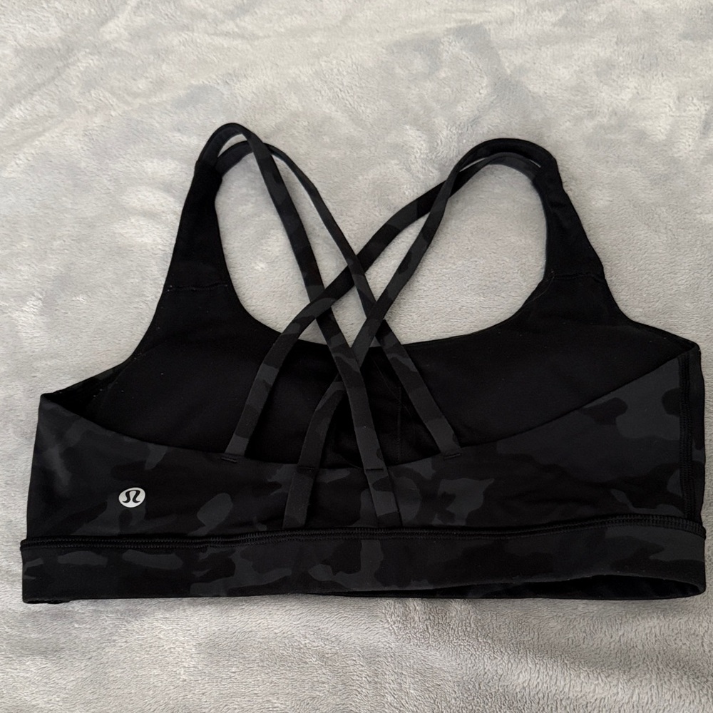 lululemon athletica Energy Black Camouflage Strappy Sports Bra